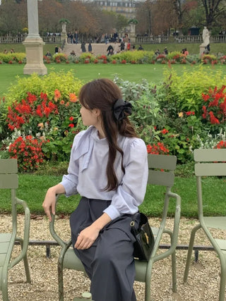 Ribbon scarf tie blouse