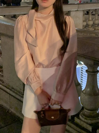 Ribbon scarf tie blouse