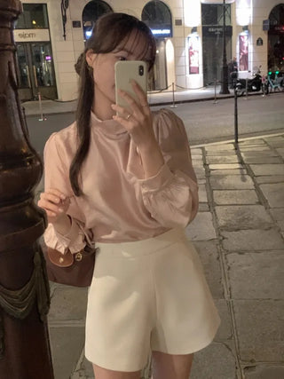 Ribbon scarf tie blouse
