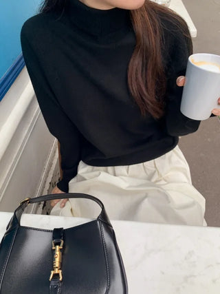 Whole Garment Cashmere Wool Turtleneck Knit