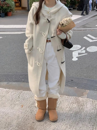 Oversized long handmade duffel coat