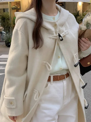 Oversized long handmade duffel coat