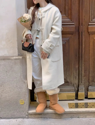Oversized long handmade duffel coat