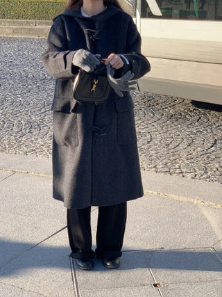 Oversized long handmade duffel coat
