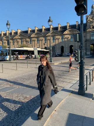 Oversized long handmade duffel coat
