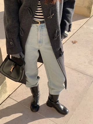Autumn Days Semi-Wide Wash Denim Pants