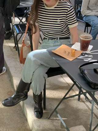 Autumn Days Semi-Wide Wash Denim Pants