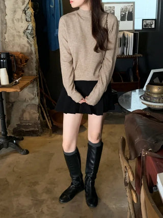 Whole Garment Cashmere Wool Turtleneck Knit