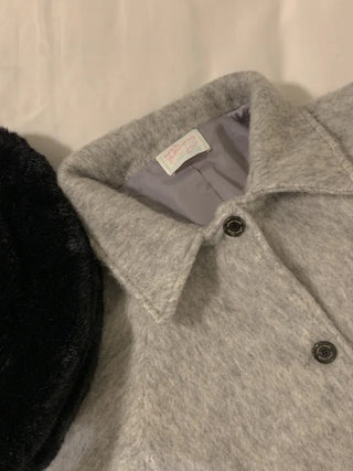 Oversized wool mohair boucle half coat
