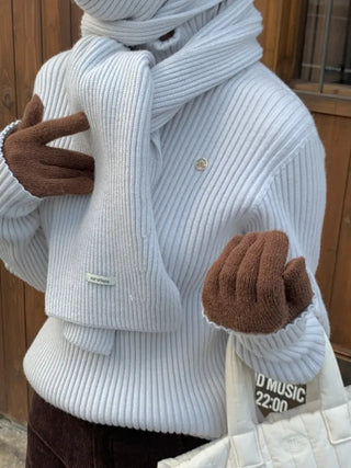 Whole Garment Wool Cashmere Ribbed Turtleneck Knit