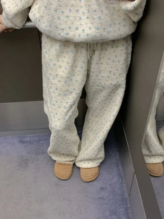 Petite Flower Boucle Fleece-Lined 2-Way Jogger Pants