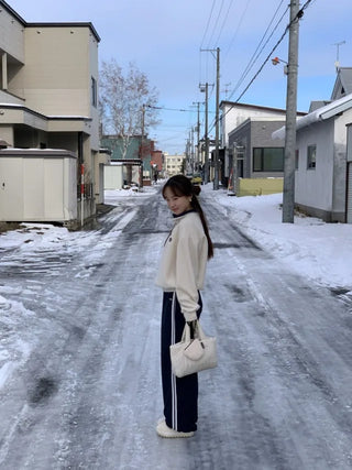 Wide-leg fleece-lined track pants