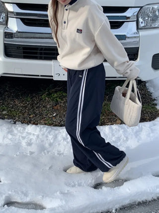 Wide-leg fleece-lined track pants
