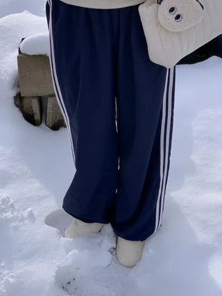 Wide-leg fleece-lined track pants