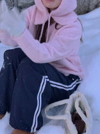 Wide-leg fleece-lined track pants