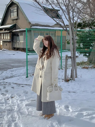 Oversized long handmade duffel coat