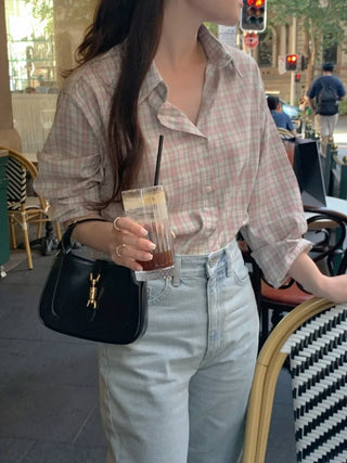 Loose-fit check shirt