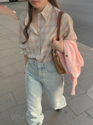Loose-fit check shirt