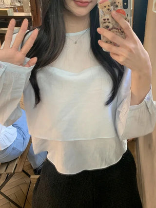 Ribbon bustier Tencel chiffon blouse