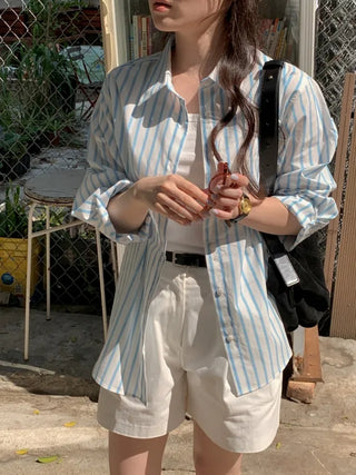 Loose-fit cotton striped shirt (2c)