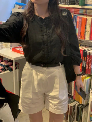 Autumn blouse with frills and pleats