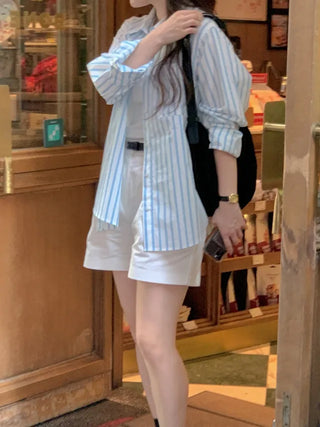 Loose-fit cotton striped shirt (2c)