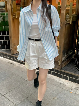 Loose-fit cotton striped shirt (2c)