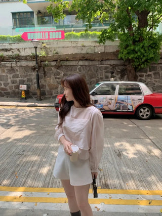 Ribbon bustier Tencel chiffon blouse