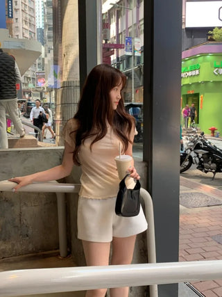 Layered sheer short-sleeved T-shirt (3c)