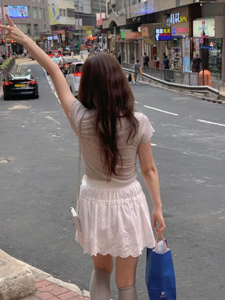 Layered sheer short-sleeved T-shirt (3c)