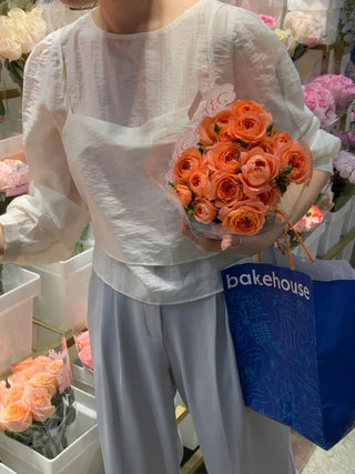 Ribbon bustier Tencel chiffon blouse