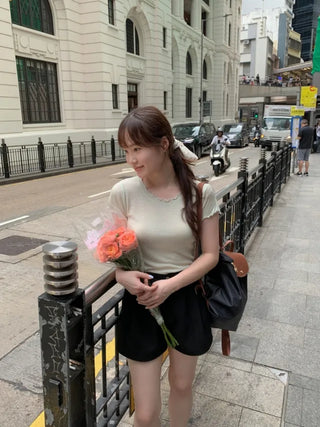 Layered sheer short-sleeved T-shirt (3c)