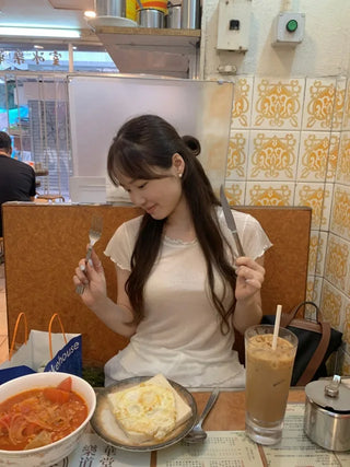 Layered sheer short-sleeved T-shirt (3c)