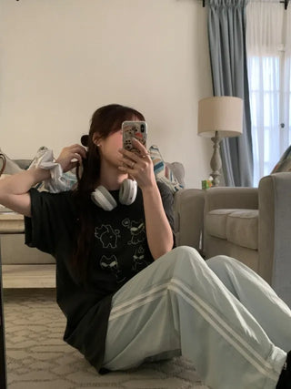 Wide-leg fleece-lined track pants