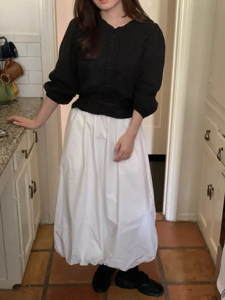 Autumn blouse with frills and pleats