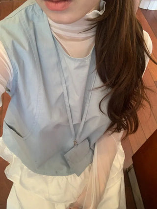 Frilled Layered Sheer Blouse Set