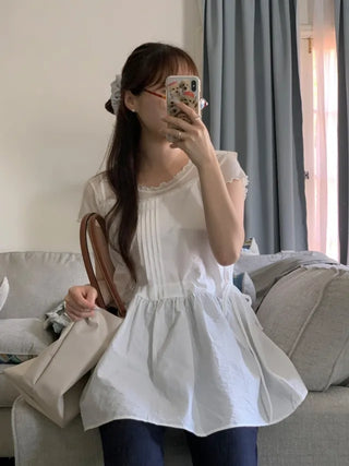 Shirred Ribbon Layered Bustier Dress