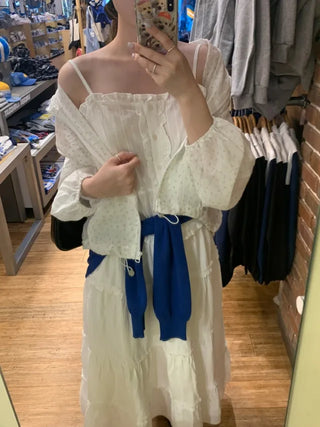 Frilled and pleated button camisole