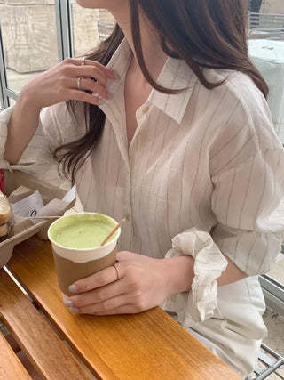 [Scrunchie Set] Loose Fit Blouse Shirt