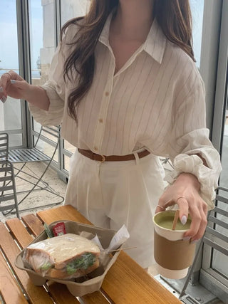 [Scrunchie Set] Loose Fit Blouse Shirt