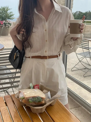 [Scrunchie Set] Loose Fit Blouse Shirt