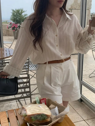 [Scrunchie Set] Loose Fit Blouse Shirt