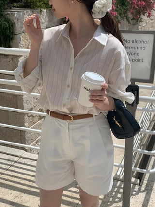 [Scrunchie Set] Loose Fit Blouse Shirt