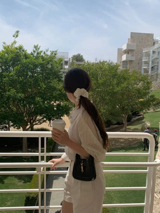 [Scrunchie Set] Loose Fit Blouse Shirt