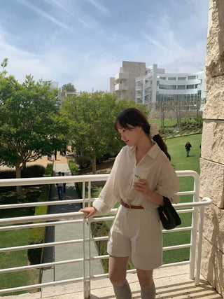[Scrunchie Set] Loose Fit Blouse Shirt