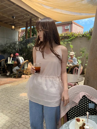 Ribbon sheer layered bustier dress
