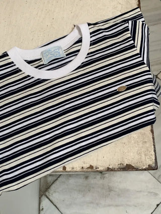 Striped cropped short-sleeved T-shirt