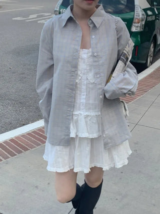 Summer oversized check shirt