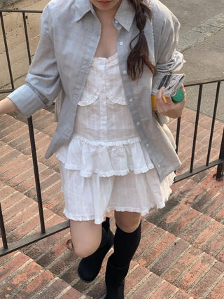 Layered ruffle camisole dress