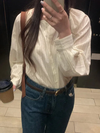 Cotton Loose Fit Shirred Blouse